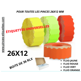 Étiquettes 26x12mm FLUO Rouge-Jaune-Orange- Meto Sato Universelles