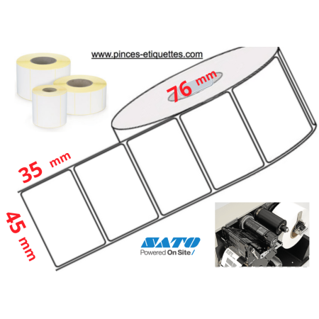 ETIQUETTES ROULEAUX 45 X 35 MM IMPRIMANTE TRANSFERT THERMIQUE VELIN