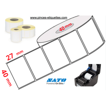 ETIQUETTES EN ROULEAUX THERMIQUE ECO BLANC 40 X 27 MM IMPRIMANTE M 40MM