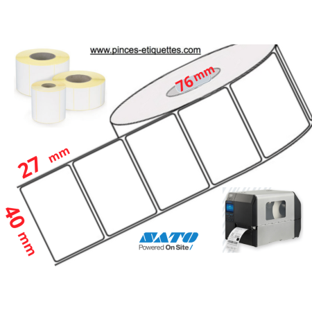 ETIQUETTES 40 X 27 MM IMPRIMANTE MANDRIN 76MM EN ROULEAUX THERMIQUE ECO