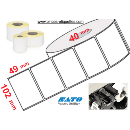 ETIQUETTES EN ROULEAUX  VELIN BLANC 102 X 49 MM IMPRIMANTE TRANSFERT