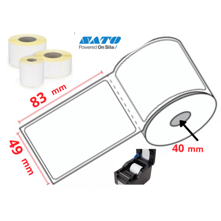 ETIQUETTES THERMIQUE ECO 49 X 83 MM IMPRIMANTE MANDRIN 40MM EN ROULEAUX