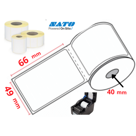 ETIQUETTES THERMIQUE ECO 49 X 66 MM IMPRIMANTE MANDRIN 40MM EN ROULEAUX