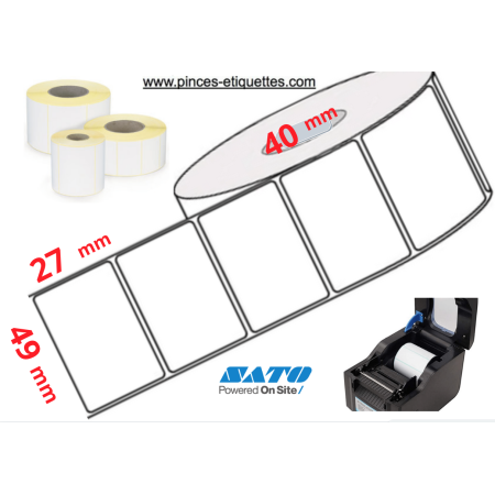 ETIQUETTES EN ROULEAUX THERMIQUE TOP BLANC 49 X 27 MM IMPRIMANTE M 40MM