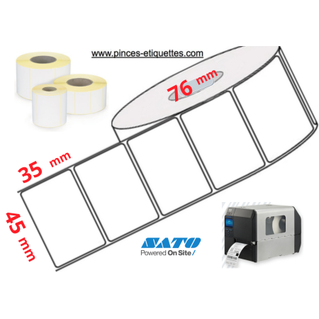 ETIQUETTES 45 X 35 MM IMPRIMANTE MANDRIN 76MM EN ROULEAUX THERMIQUE ECO