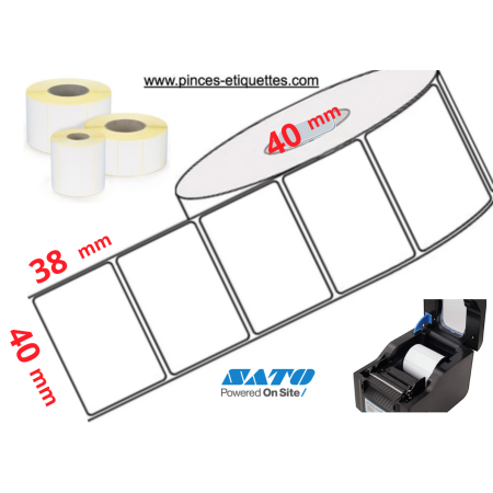 ETIQUETTES EN ROULEAUX THERMIQUE ECO BLANC 40 X 38 MM IMPRIMANTE M 40MM