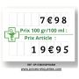 Rouleaux Étiquettes PRIX PHARMACIE : 100 GR 100 ML PRIX ARTICLE Sato