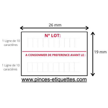 Rouleaux LOT DLUO Etiquette pour dateuse Open DATA 26X19MM