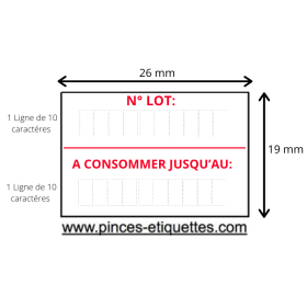 Rouleaux LOT DLC Etiquette pour dateuse Open DATA 26X19MM