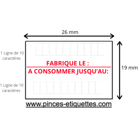 Rouleaux date Fabrique le DLC Etiquette pour dateuse Open DATA 26X19MM