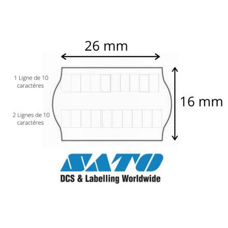 Étiquettes SATO JUD0 26 METO 26X16 MM Blanche Étiqueteuse Rouleaux