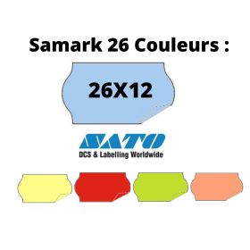 Rouleaux Étiquettes 26x12mm couleur Pince dateur Samark 26 SATO