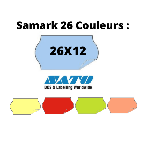 Rouleaux Étiquettes 26x12mm couleur Pince dateur Samark 26 SATO