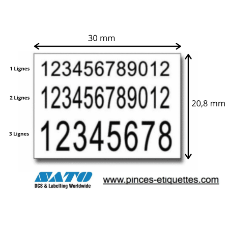 Étiquettes 3 lignes 30x20,8mm Blanches Étiqueteuse Sato PB 3-208