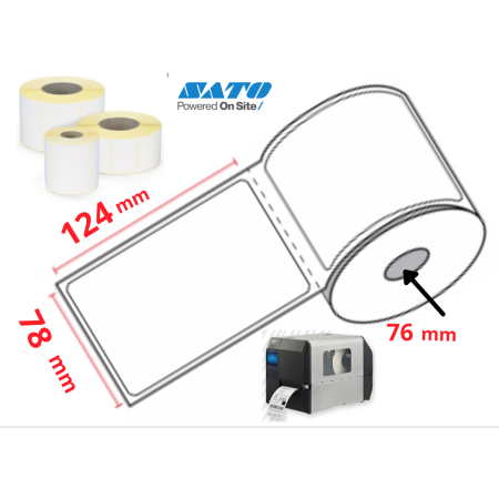 ETIQUETTES ROULEAUX 78 X 124 MM IMPRIMANTE TRANSFERT THERMIQUE VELIN