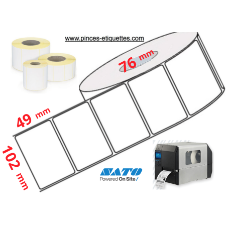 ETIQUETTES 102 X 49 MM IMPRIMANTE MANDRIN 76MM EN ROULEAUX THERMIQUE ECO