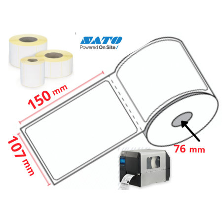 ETIQUETTES 107 X 150 MM IMPRIMANTE MANDRIN 76MM EN ROULEAUX THERMIQUE ECO