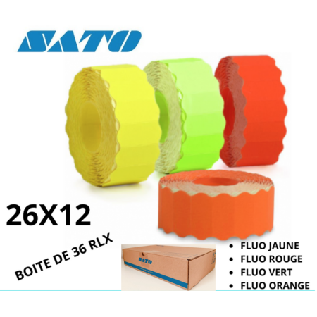 KENDO 26 METO Rouleaux Étiquette 26x12mm FLUO ADHESIF PERMANENT