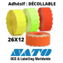 36 Rouleau KENDO 26 METO 26x12 FLUO ADHESIF ENLEVABLE AMOVIBLE Pince