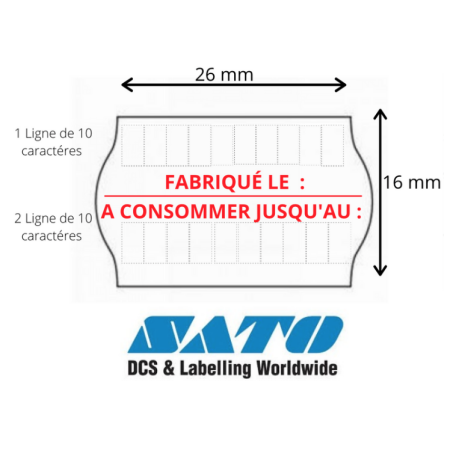 Étiquettes METO SATO JUDO FABRIQUÉ LE + A CONSOMMER JUSQU'AU 26x16mm