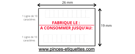 Les Etiquettes Format 26X19 mm , 2 lignes de 10 caractères